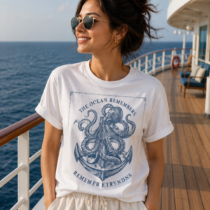 Vintage Octopus Anchor T-Shirt | White Ocean Graphic Tee