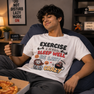 Funny Lazy Lifestyle T-Shirt | White Graphic Tee | Relaxed Mood