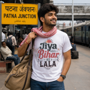 Bihar Pride  T-Shirt  | White Graphic Tee | Patna Railway Station