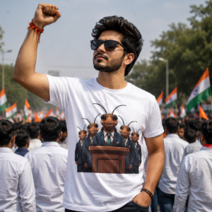 Funny Cockroach Politician Graphic T-Shirt  | White Men's Tee | Political Rally Streetwear