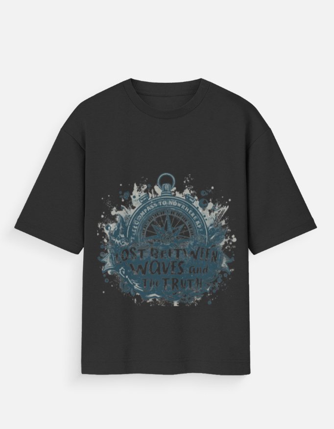 Lost Between Waves & The Truth Nautical Compass Graphic T-Shirt - Image 9