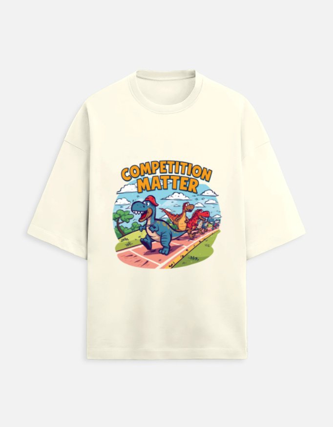 Competition Matter Dinosaur T-Shirt | White Tee on College Campus - Image 5