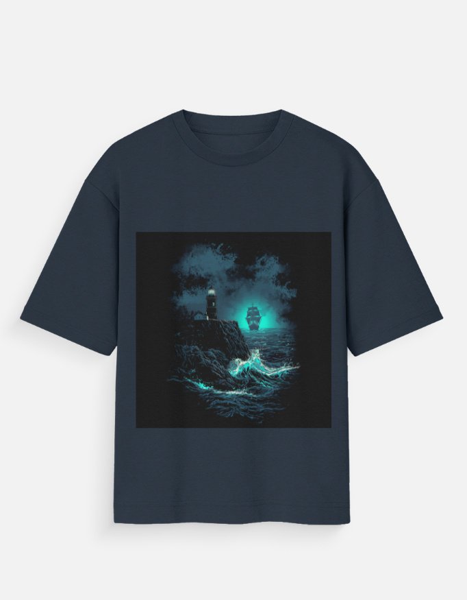Vintage Lighthouse Graphic T-Shirt | Ocean Night Nautical Tee - Image 7