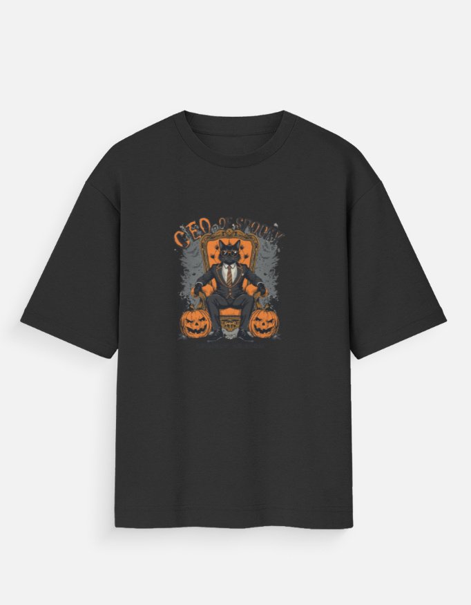 CEO of Spooky Halloween Cat T-Shirt – Funny Black Cat Graphic Tee - Image 11
