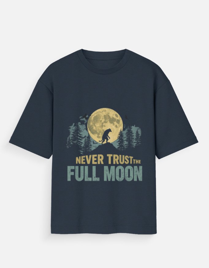 Never Trust The Full Moon Werewolf Graphic T-Shirt | Vintage Horror Moon Tee - Image 7
